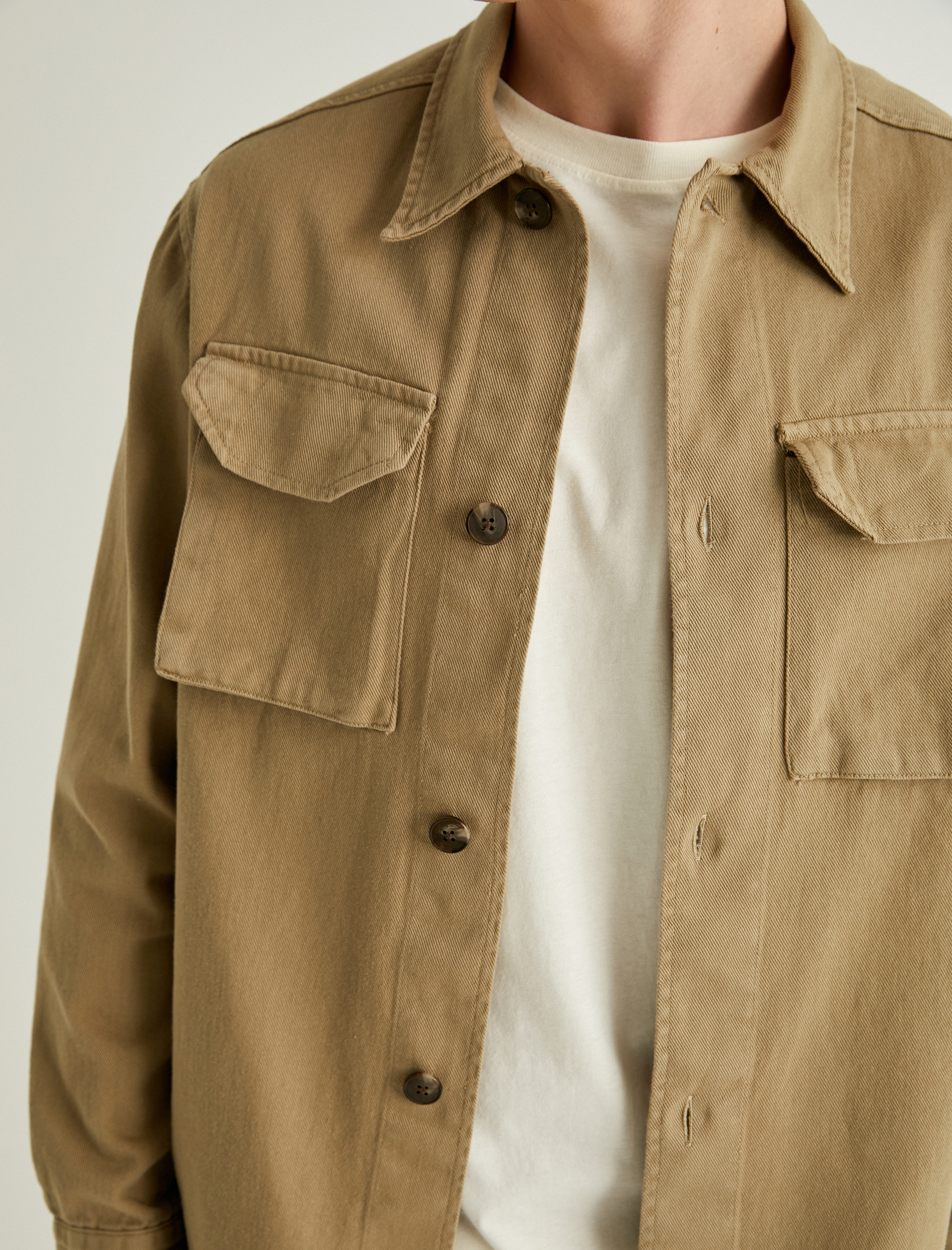   Uzun Kollu Gömlek Ceket Kapaklı Cep Detaylı Dokulu Pamuklu Regular Fit