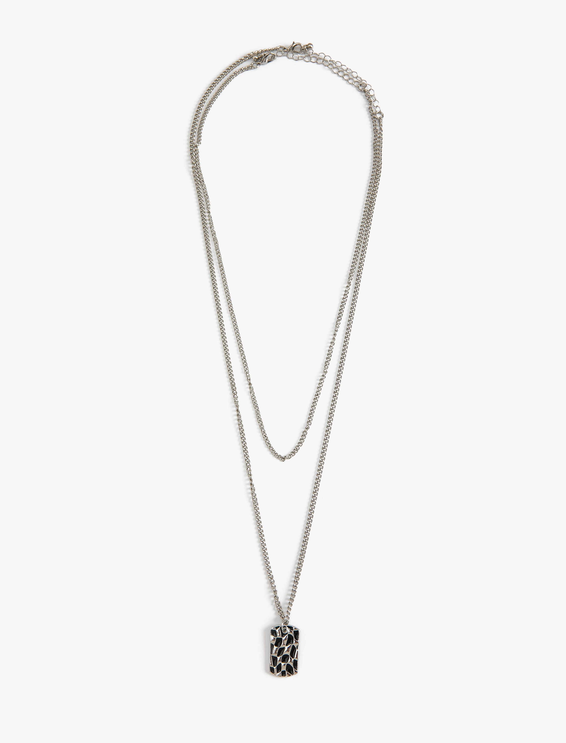  Erkek Zincir Kolye Seti 2'li Metal Charm Detaylı Sallantılı