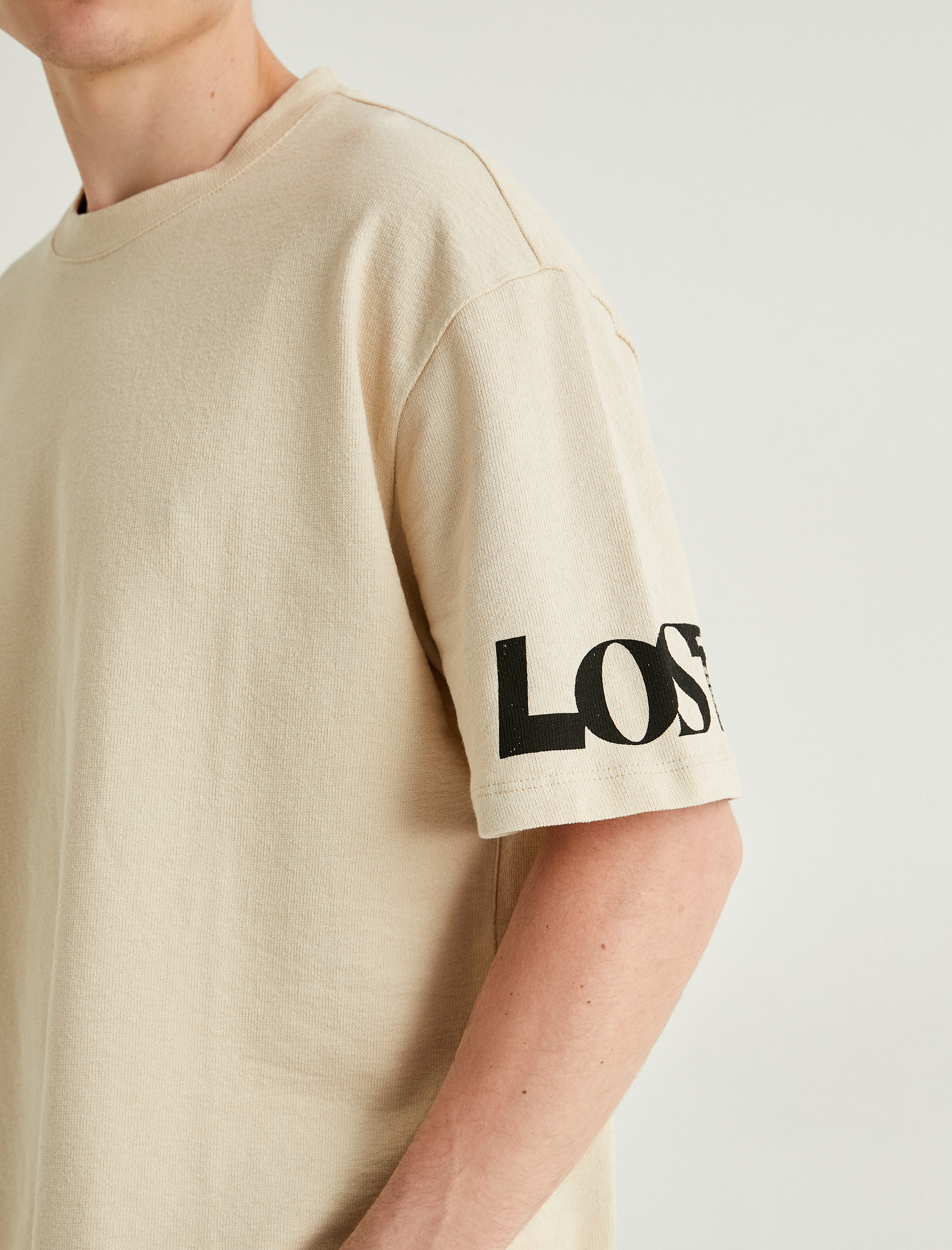   Oversize Tişört Slogan Baskılı Kısa Kollu Bisiklet Yaka Pamuklu