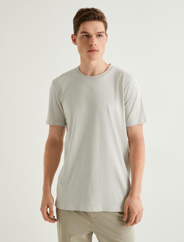 Basic Tişört Slim Fit Bisiklet Yaka Kısa Kollu_2