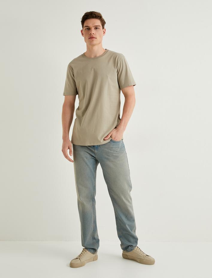  Basic Tişört Slim Fit Bisiklet Yaka Kısa Kollu