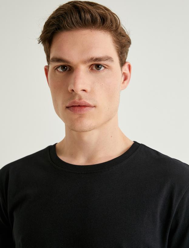 Basic Tişört Slim Fit Bisiklet Yaka Kısa Kollu_0