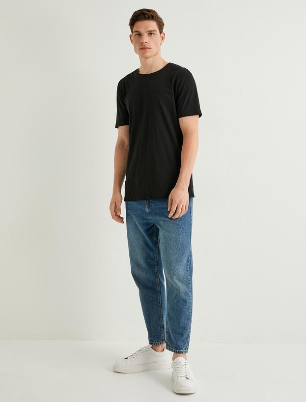 Basic Tişört Slim Fit Bisiklet Yaka Kısa Kollu_1