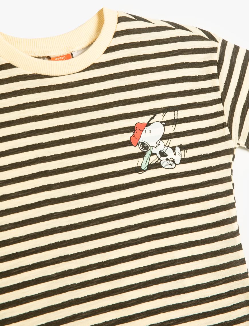  Erkek Bebek Snoopy Tişört Lisanslı Kısa Kollu Bisiklet Yaka Pamuklu