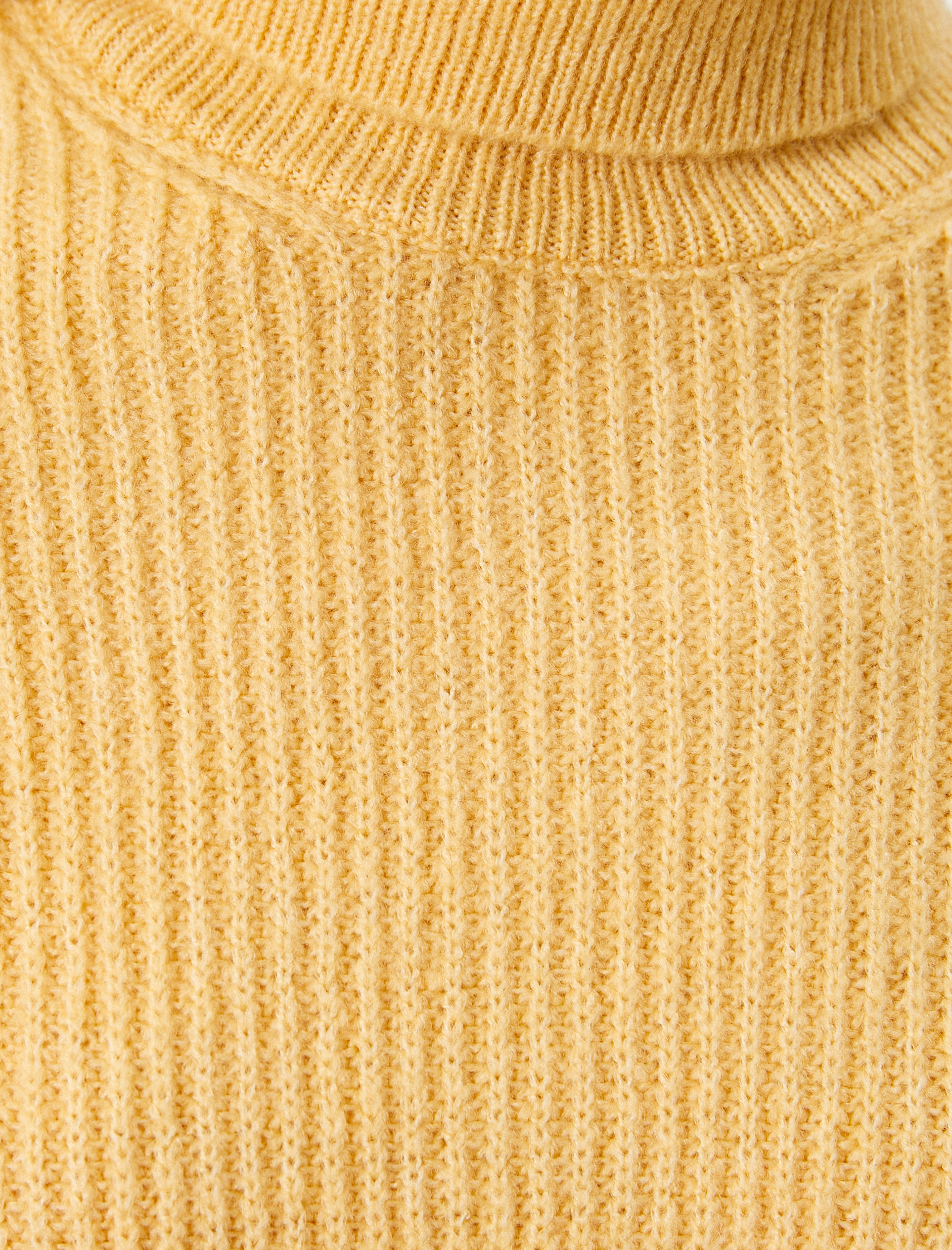   Crop Triko Kazak Balıkçı Yaka Uzun Kollu Akrilik Karışımlı