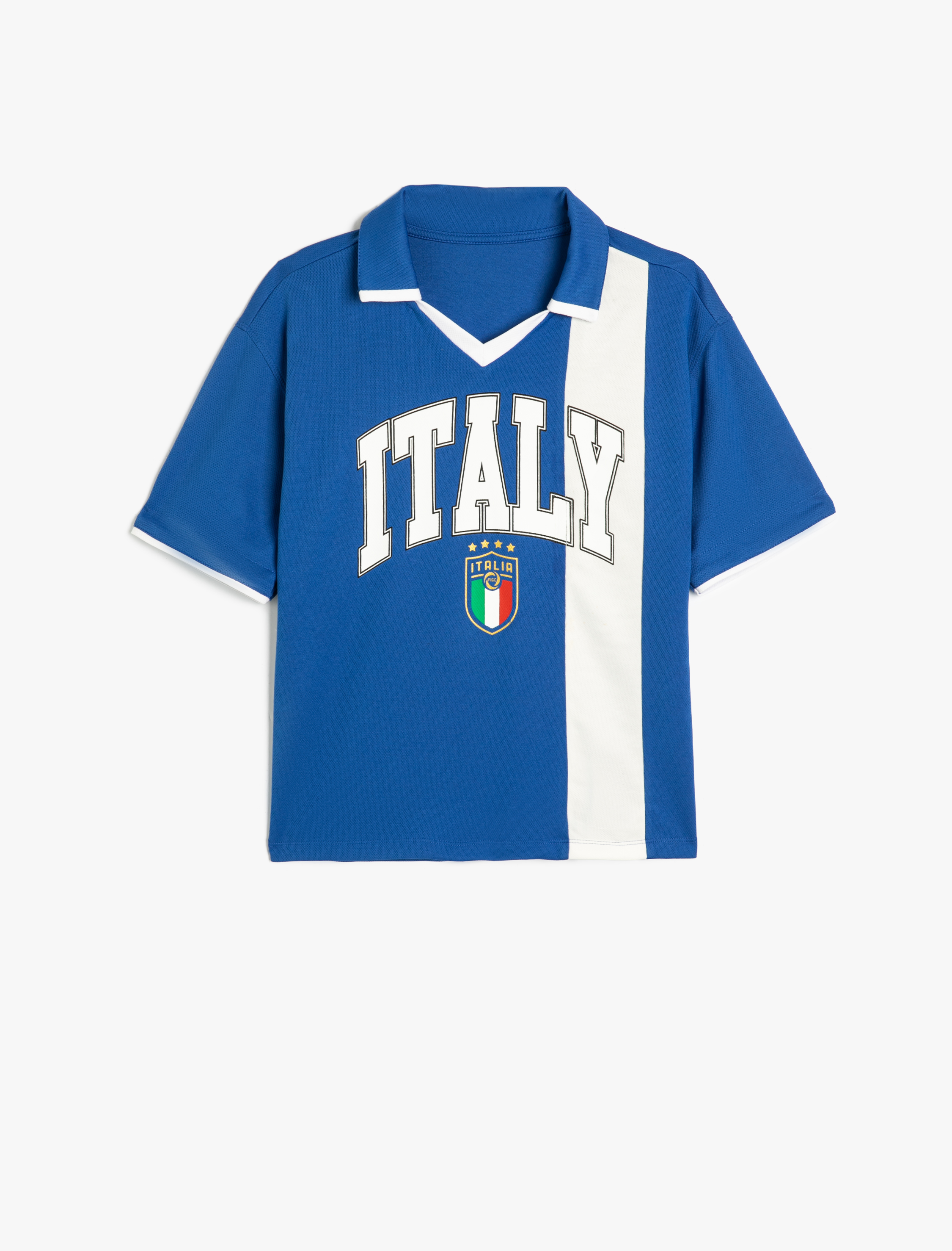  Erkek Çocuk Oversize Tişört Polo Yaka Renk Bloklu Spor Baskılı Kısa Kollu