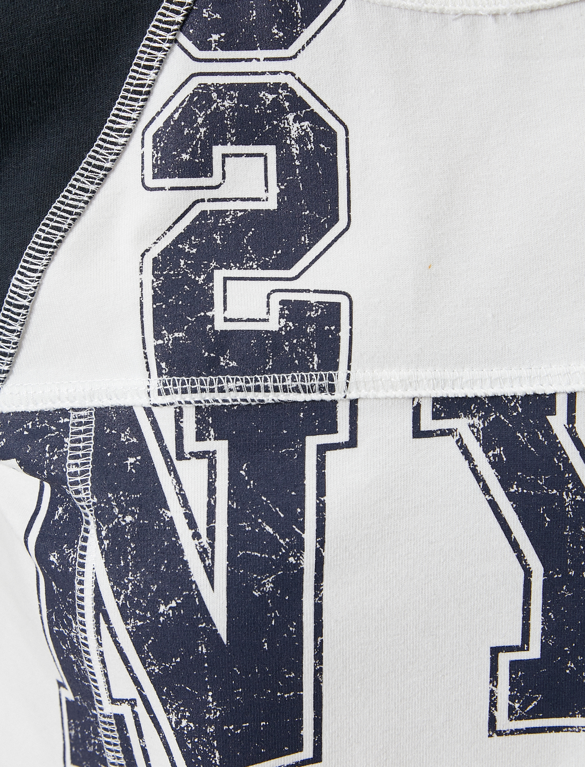   Crop Tişört Kolej Baskılı Bisiklet Yaka Slim Fit Renk Bloklu