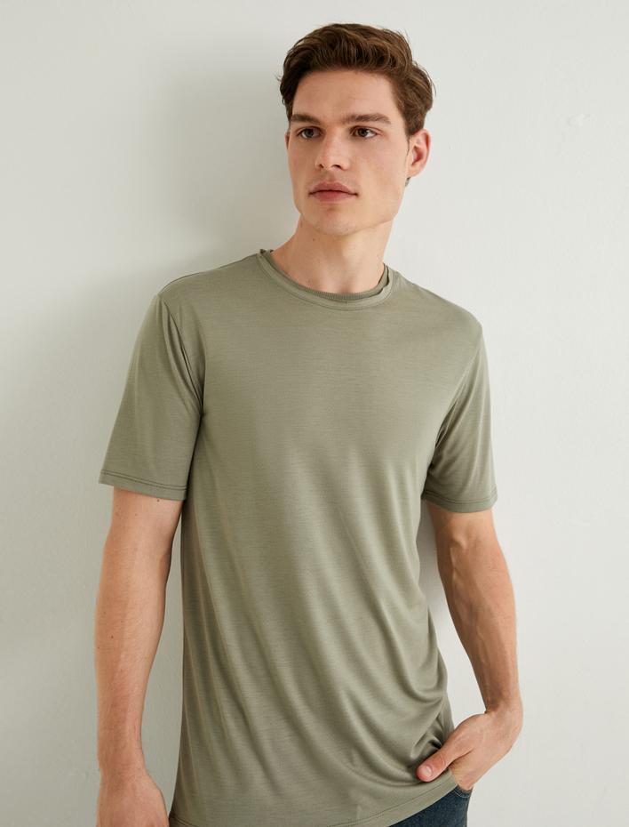  Basic Tişört Kısa Kollu Bisiklet Yaka Slim Fit