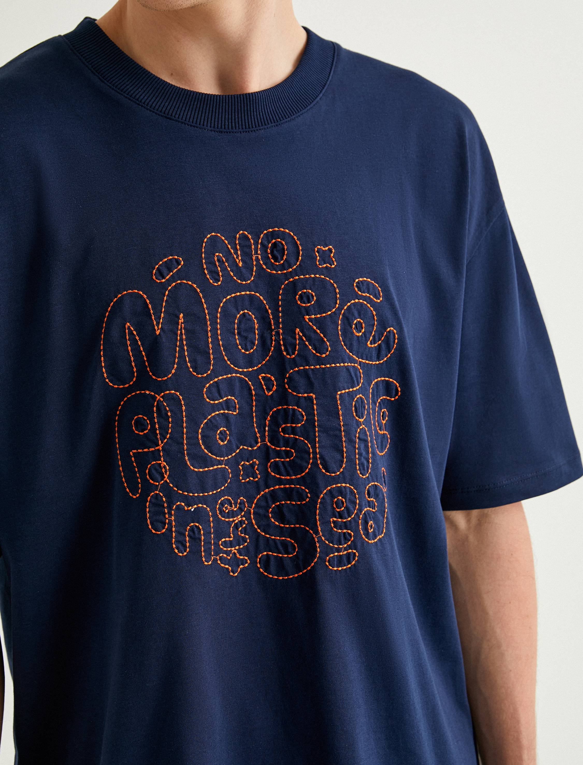   Oversize Tişört Slogan Baskılı Kısa Kollu Bisiklet Yaka