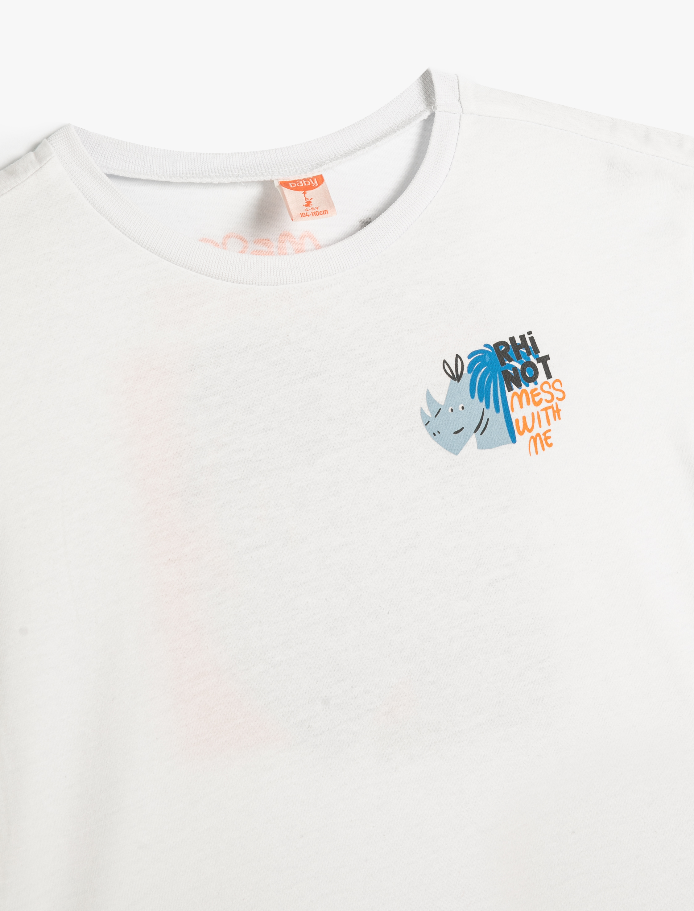  Erkek Bebek Tişört  Kısa Kollu Bisiklet Yaka Baskı Detaylı Pamuklu