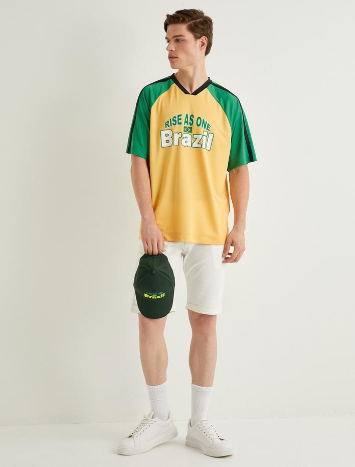  Oversize Tişört Slogan Baskılı Kısa Kollu