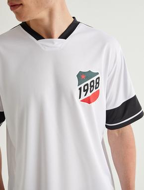 Oversize Tişört Baskılı Kısa Kollu V Yaka_6