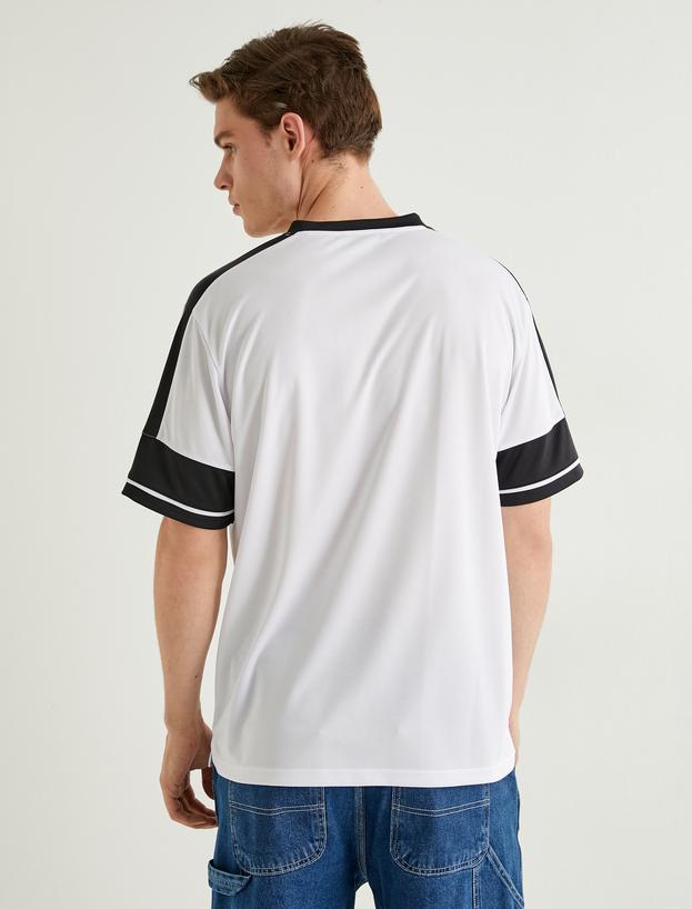 Oversize Tişört Baskılı Kısa Kollu V Yaka_5