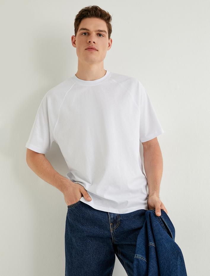  Kısa Kollu Tişört Bisiklet Yaka Pamuklu