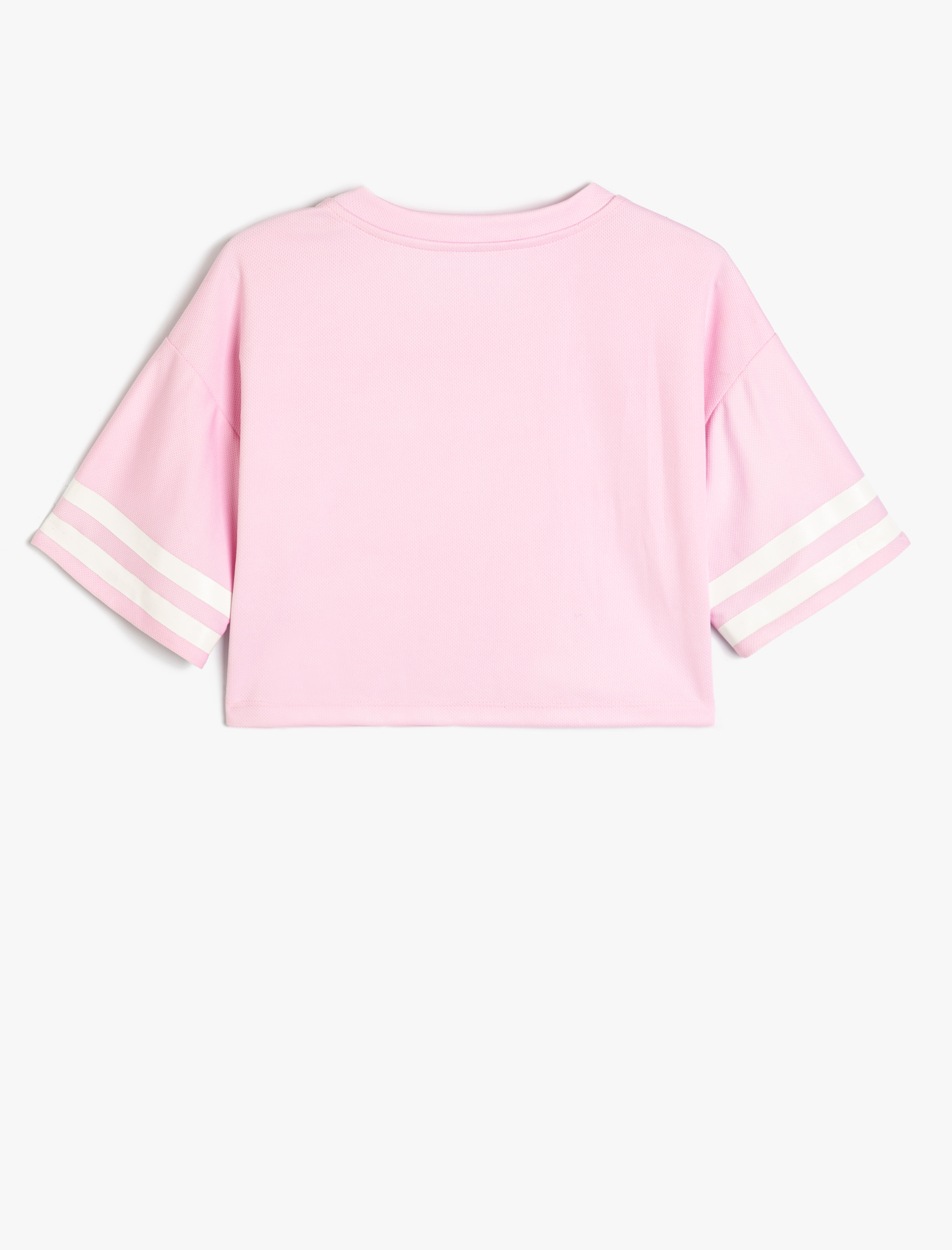 Kız Çocuk Tişört V Yaka Kısa Kollu Baskılı Renk Bloklu Rahat Kesim