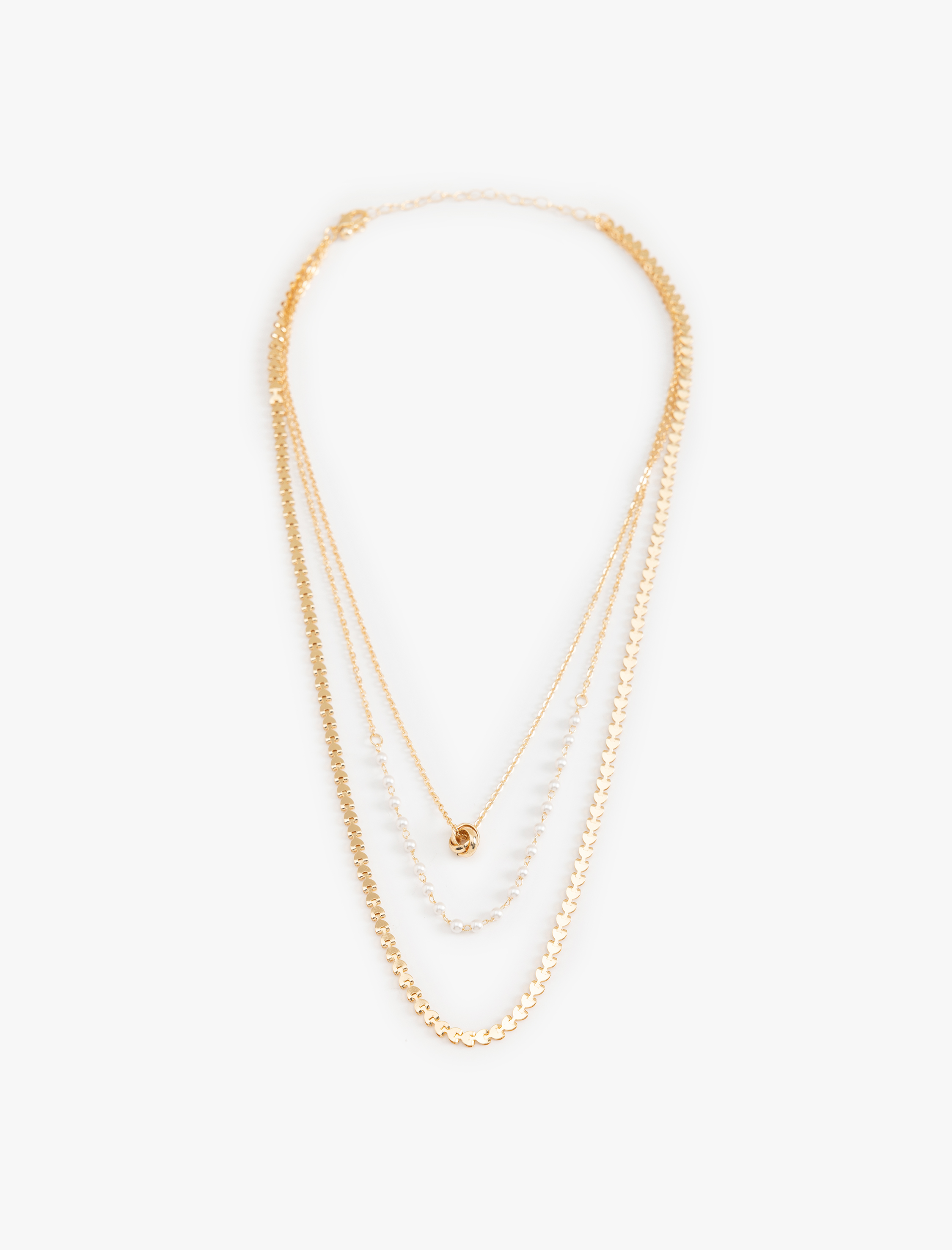  Kadın Zincir Kolye 3 Sıralı Taş Detaylı