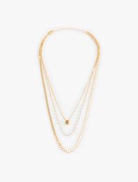 Zincir Kolye 3 Sıralı Taş Detaylı