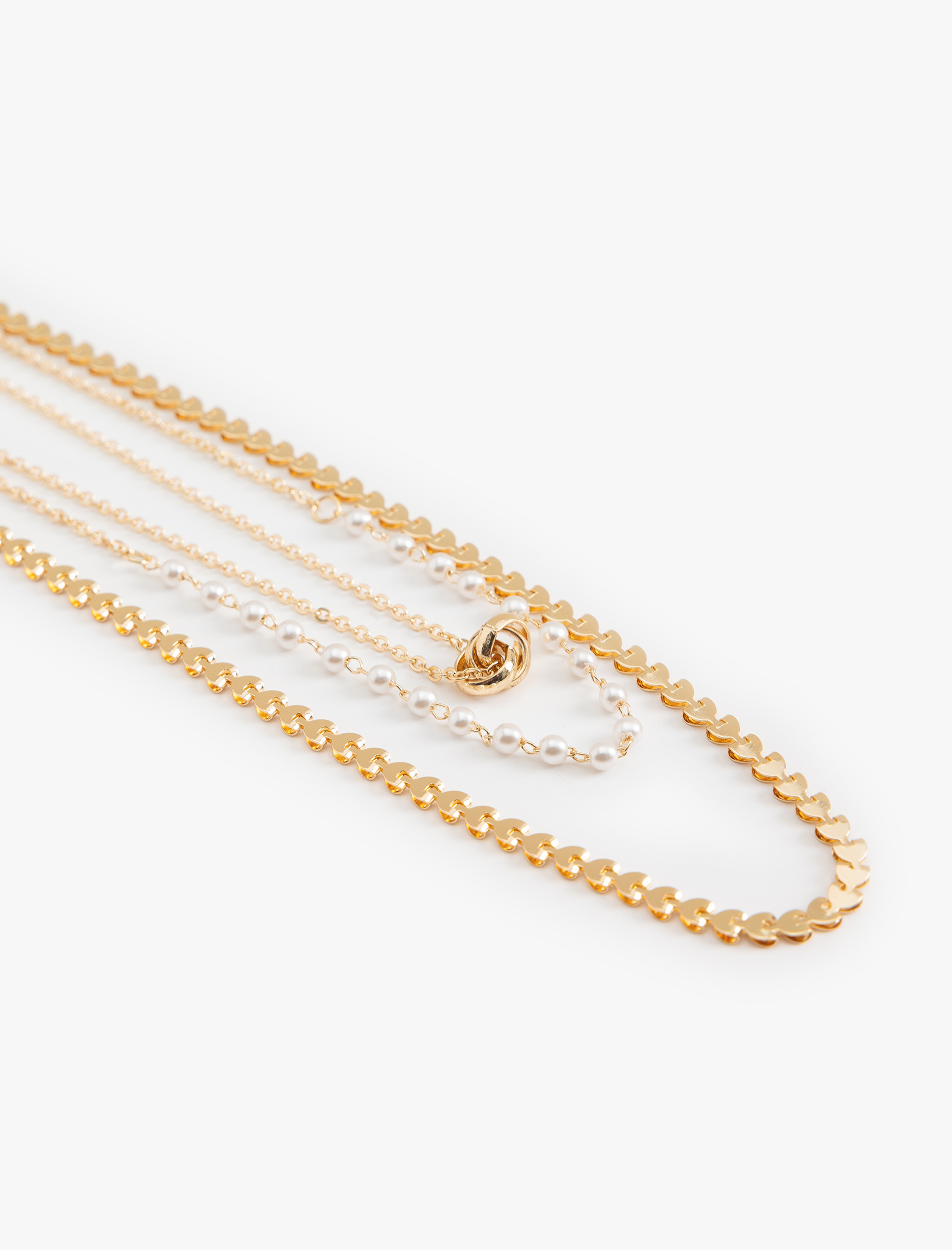  Kadın Zincir Kolye 3 Sıralı Taş Detaylı