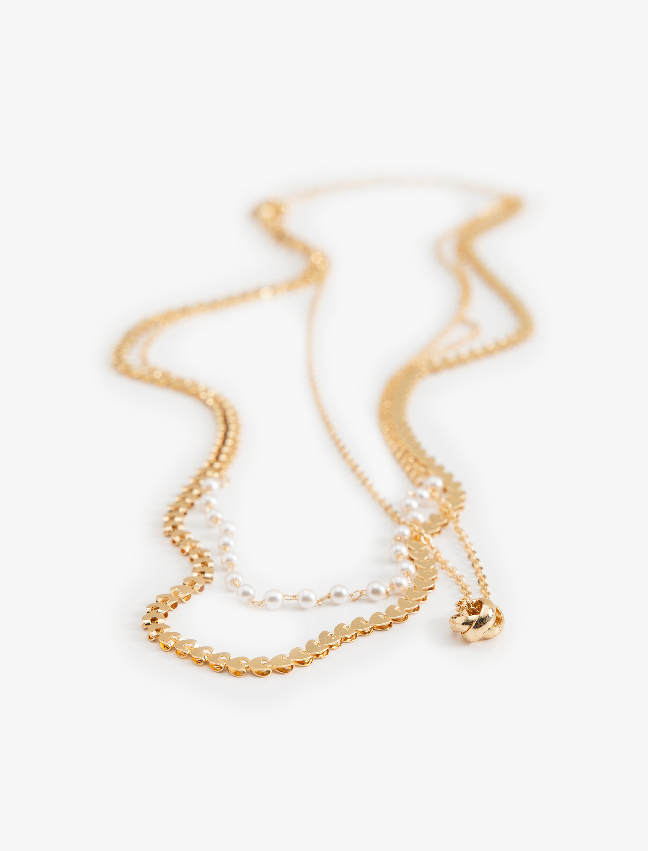  Kadın Zincir Kolye 3 Sıralı Taş Detaylı