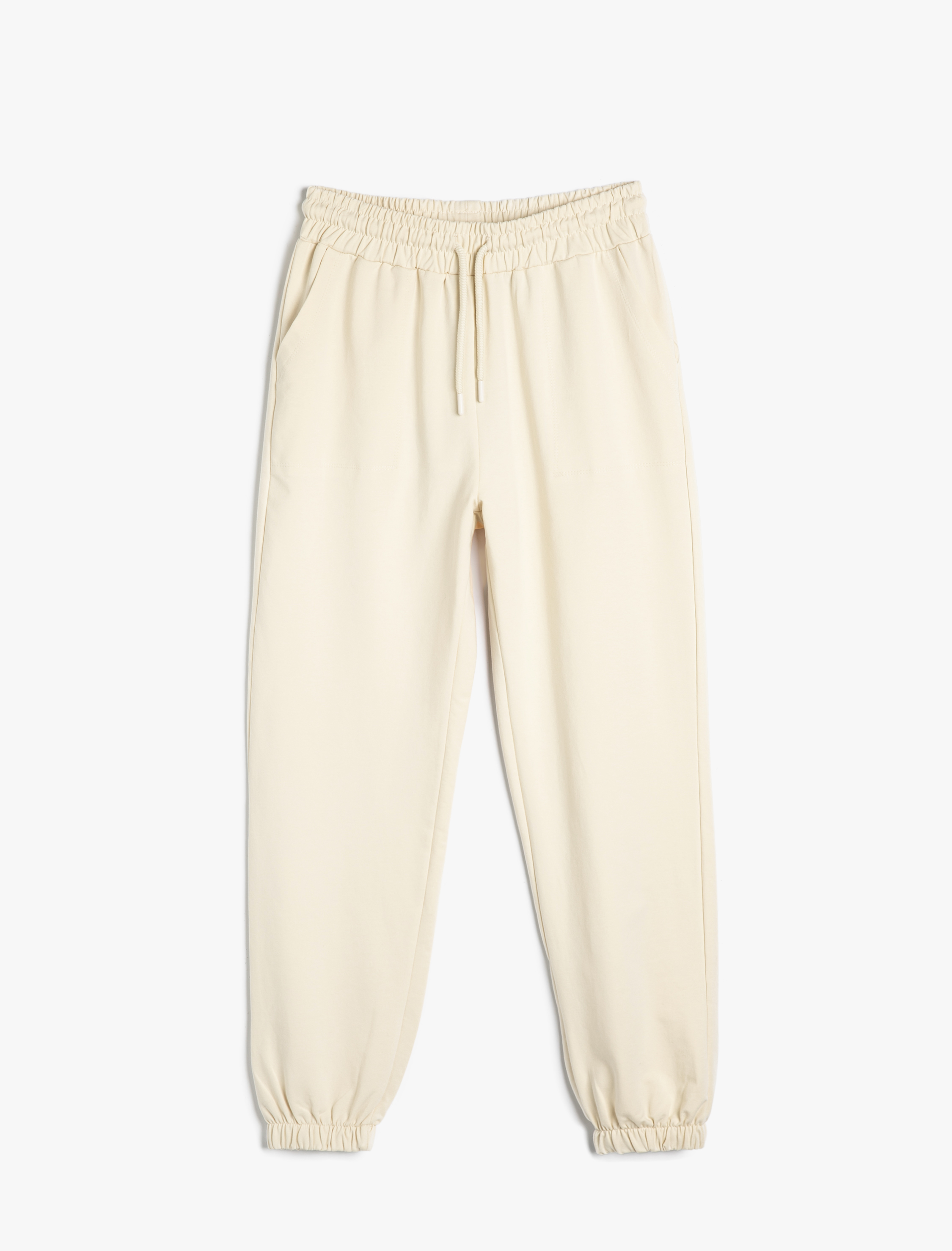   Jogger Eşofman Altı Spor Yüksek Bel Cepli Beli Bağlamalı Pamuklu Rahat Kalıp