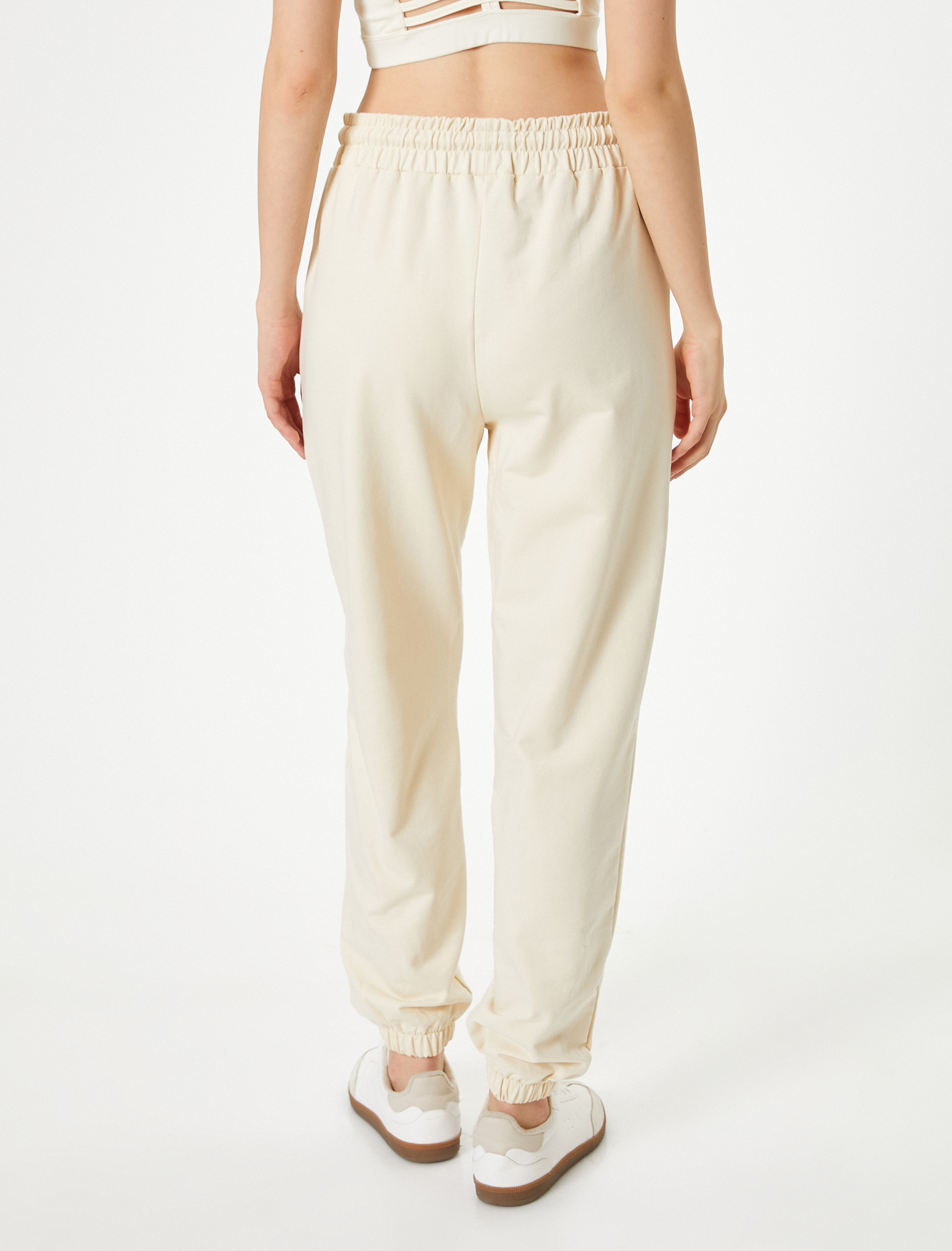   Jogger Eşofman Altı Spor Yüksek Bel Cepli Beli Bağlamalı Pamuklu Rahat Kalıp