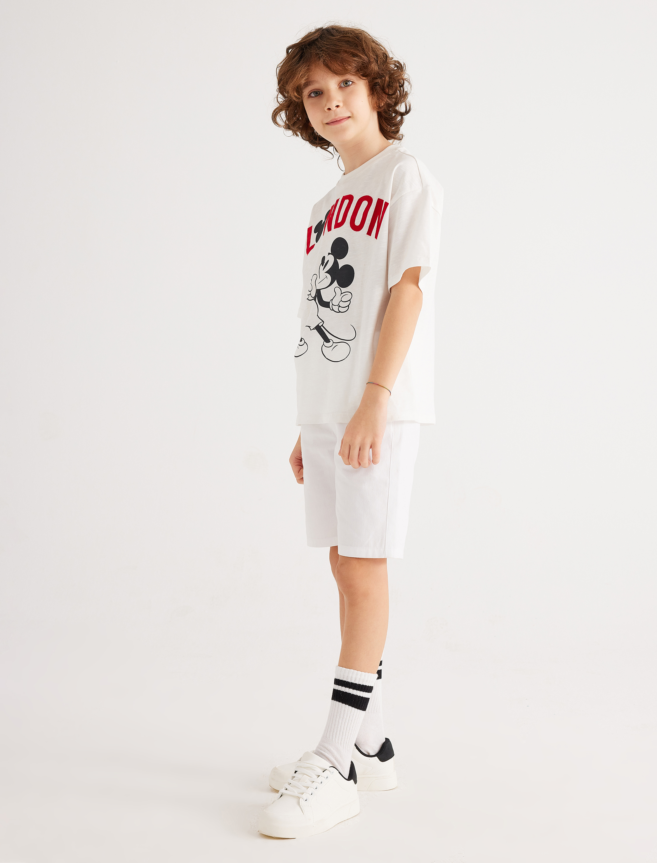 Erkek Çocuk Mickey Mouse Tişört Lisanslı Kısa Kollu Bisiklet Yaka Pamuklu