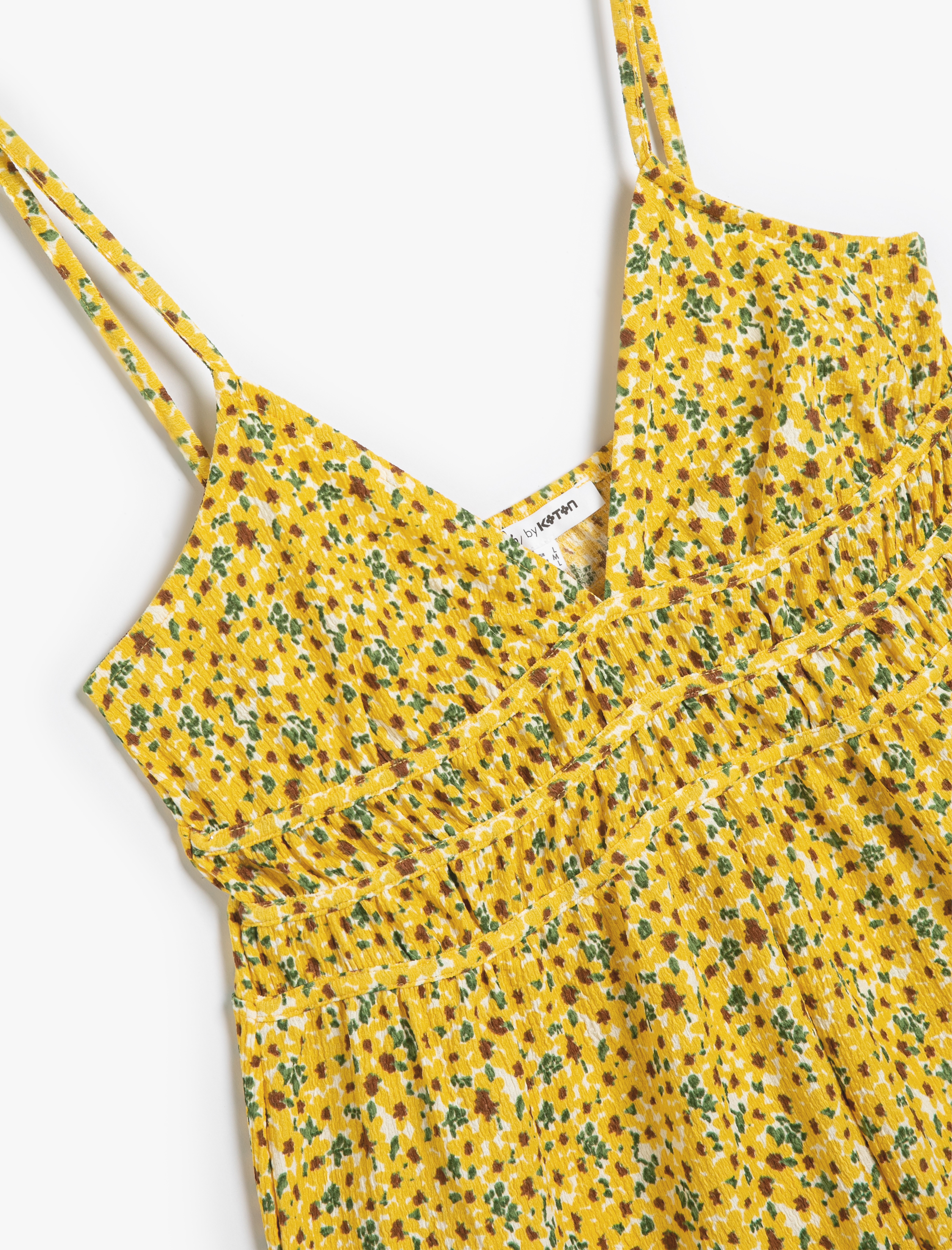   Çiçekli Şort Tulum İnce Askılı Rahat Kalıp Dokulu Bürümcük