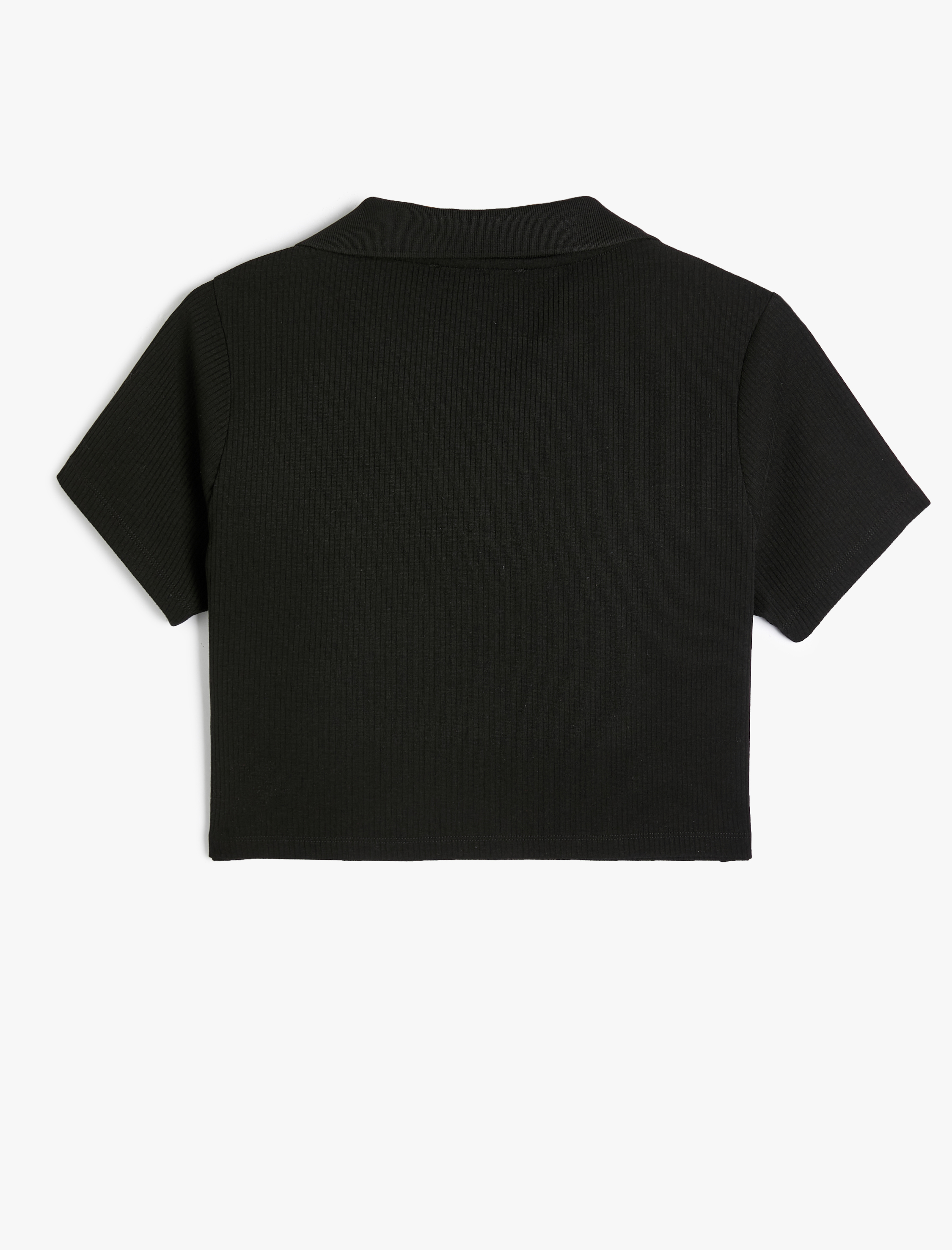 Crop Polo Yaka Tişört Kısa Kollu Slim Fit Kaşkorse Viskon