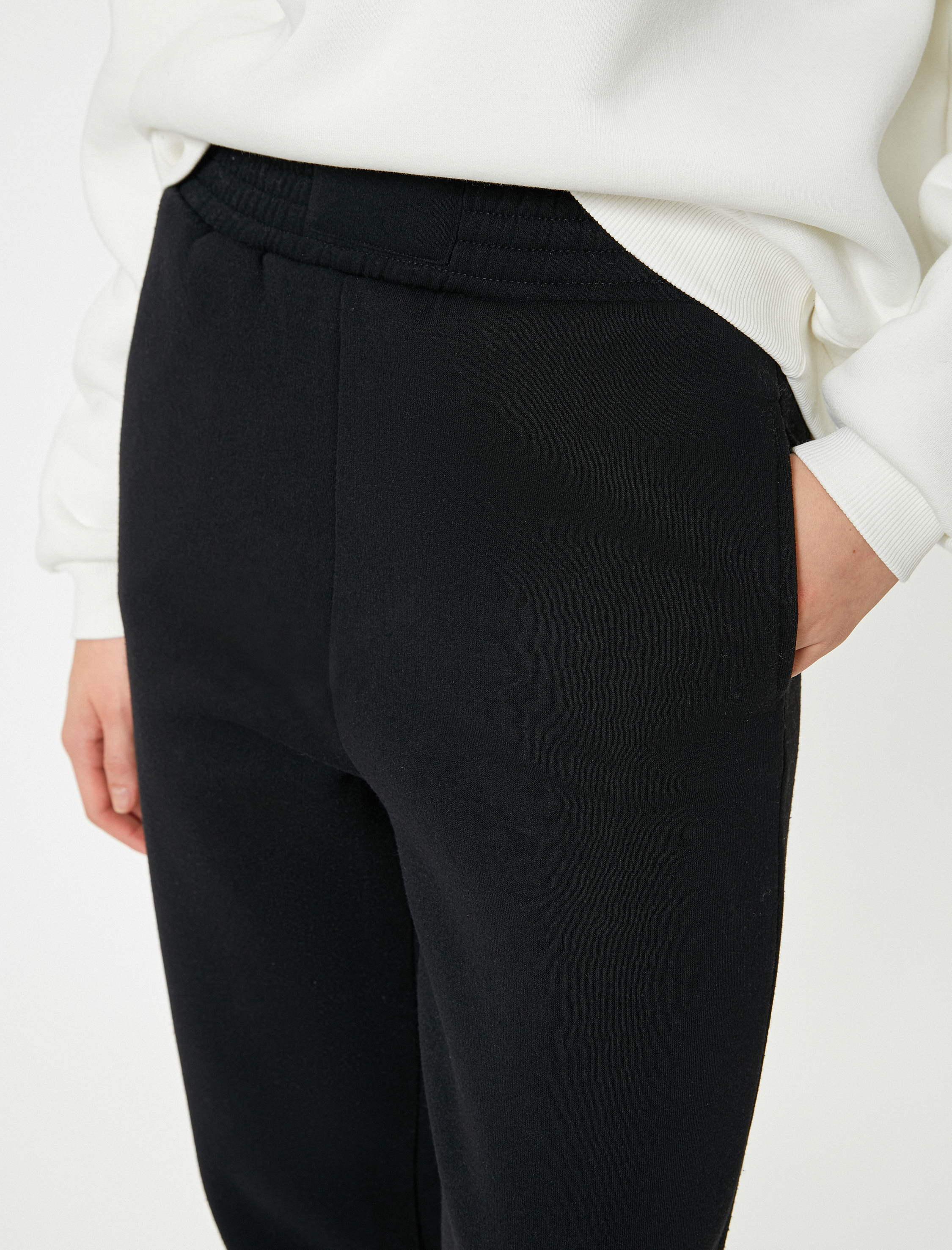   Şardonlu Jogger Eşofman Altı Yüksek Bel Cepli Rahat Kalıp