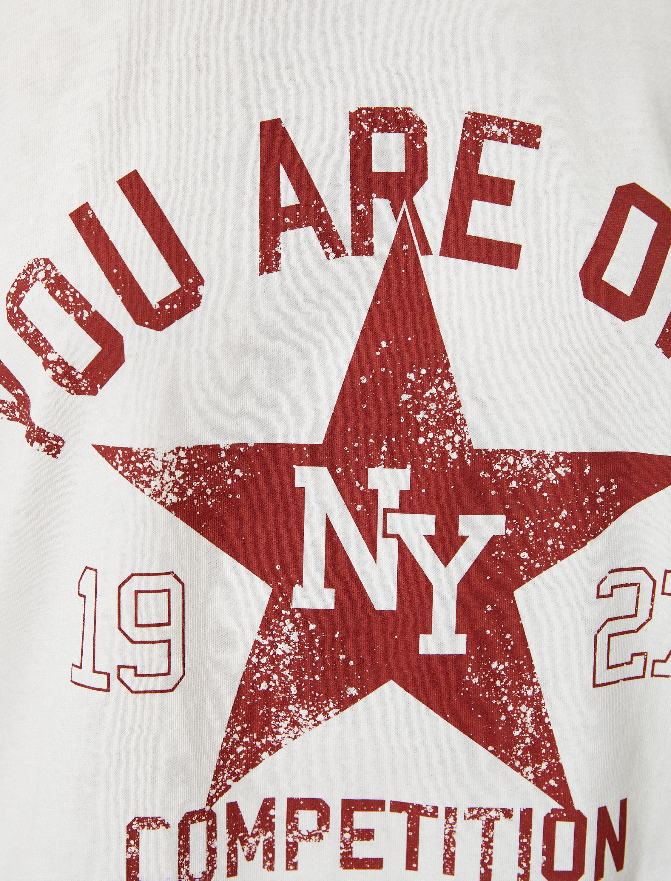   Baskılı Tişört Kısa Kollu Bisiklet Yaka Rahat Kalıp Pamuklu