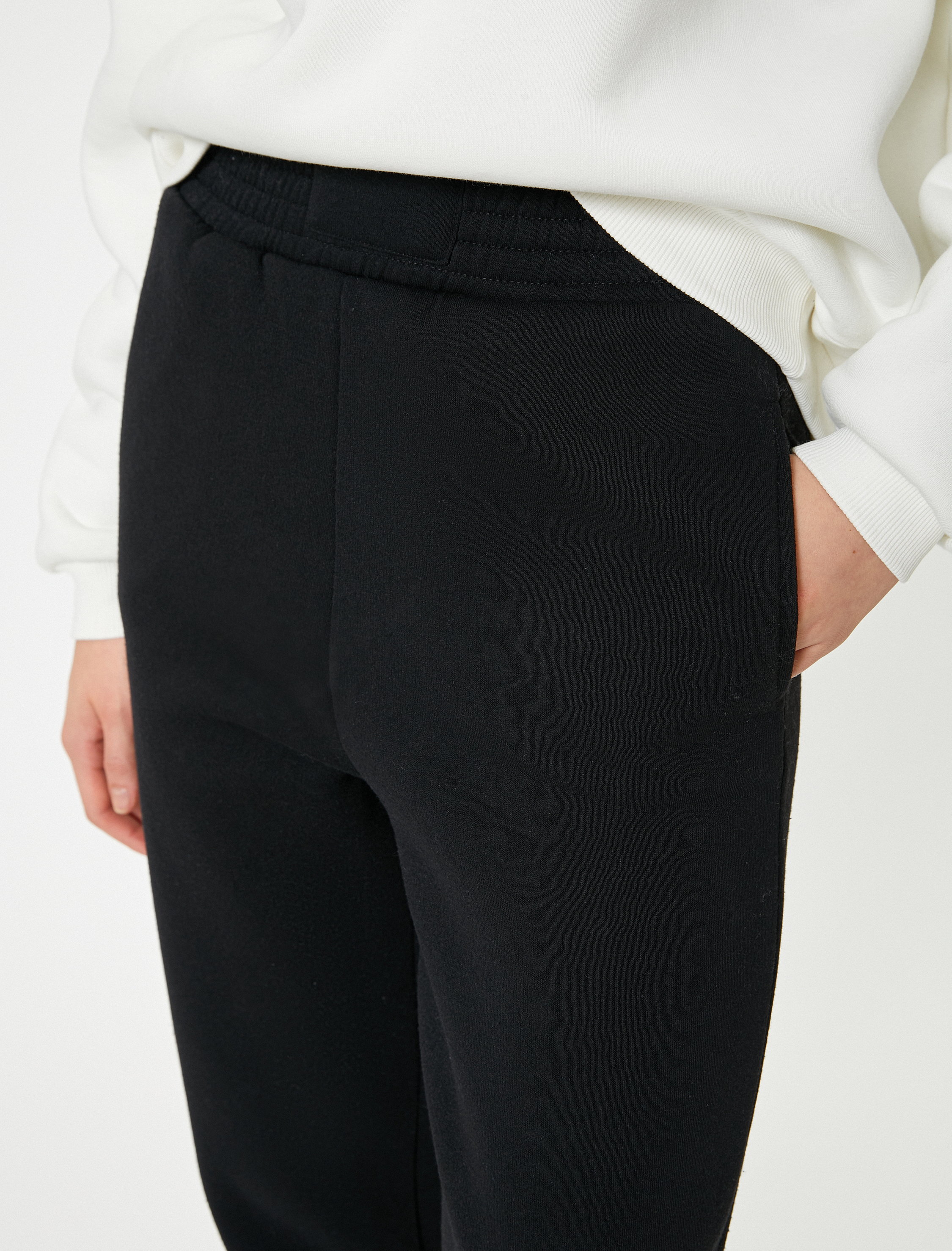   Şardonlu Jogger Eşofman Altı Yüksek Bel Cepli Rahat Kalıp