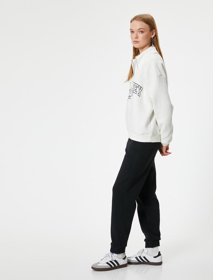  Şardonlu Jogger Eşofman Altı Yüksek Bel Cepli Rahat Kalıp