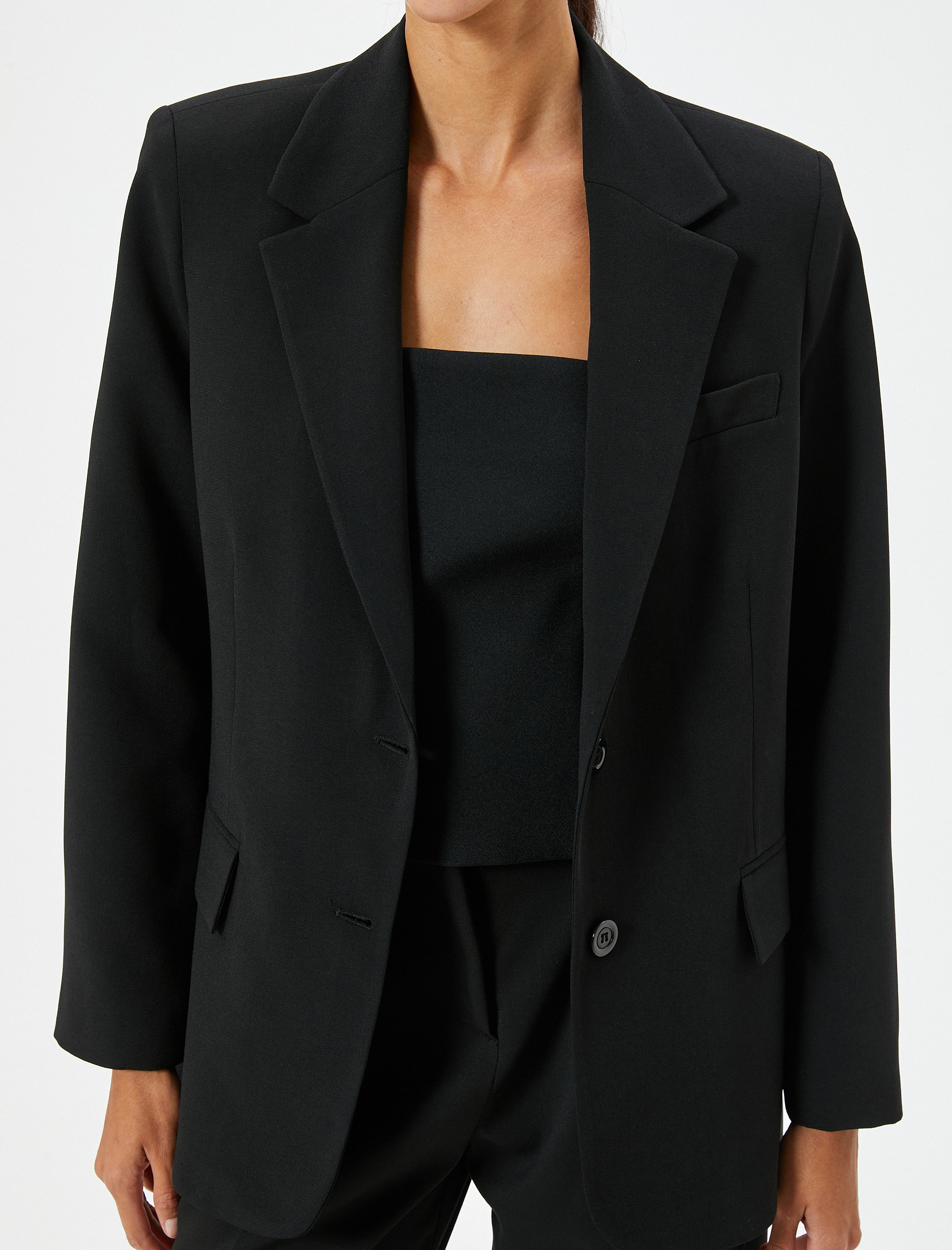   Blazer Ceket Kruvaze Kapaklı Cep Detaylı