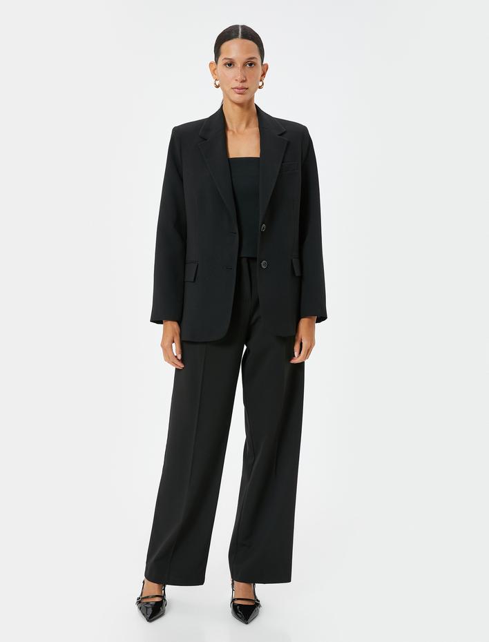  Blazer Ceket Kruvaze Kapaklı Cep Detaylı