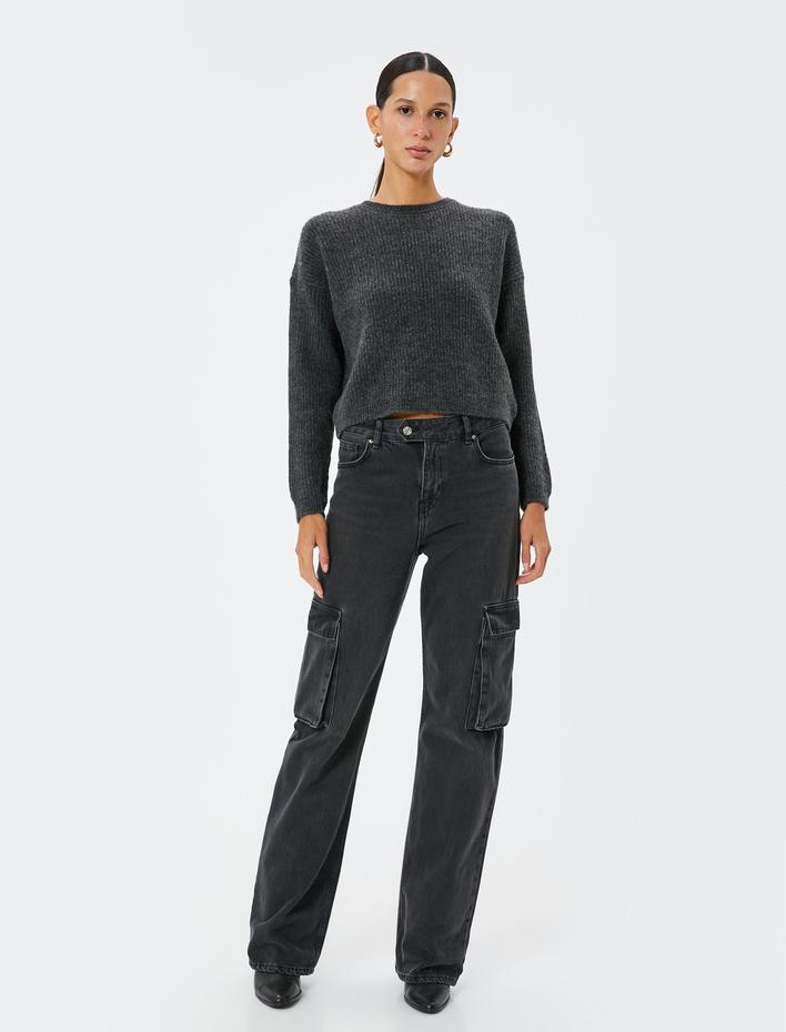  Basic Triko Kazak Uzun Kollu Bisiklet Yaka