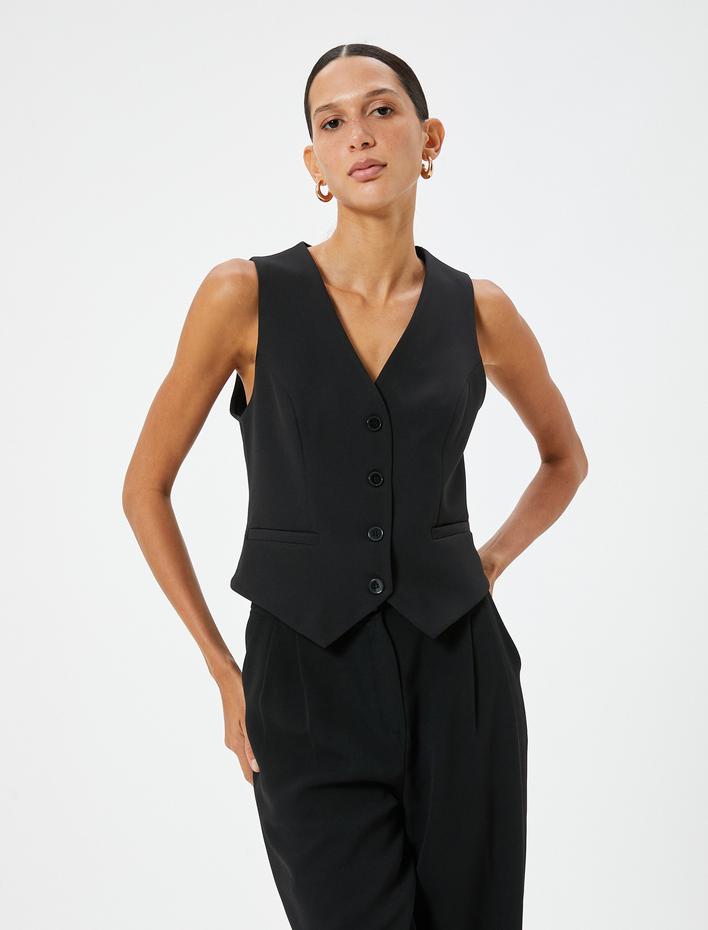  Blazer Yelek V Yaka Astarlı