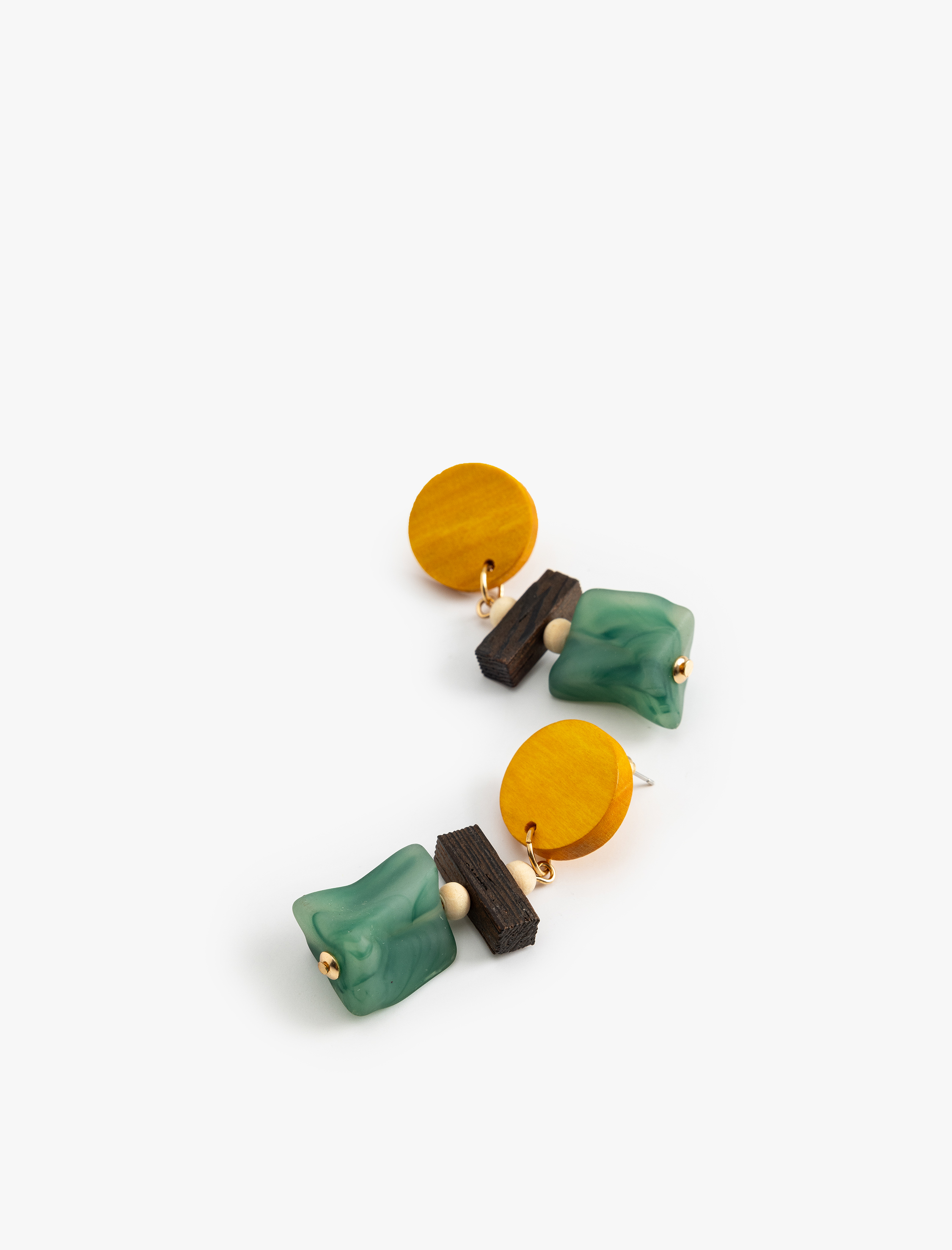  Kadın Geometrik Küpe Sallantılı Çok Renkli Ahşap