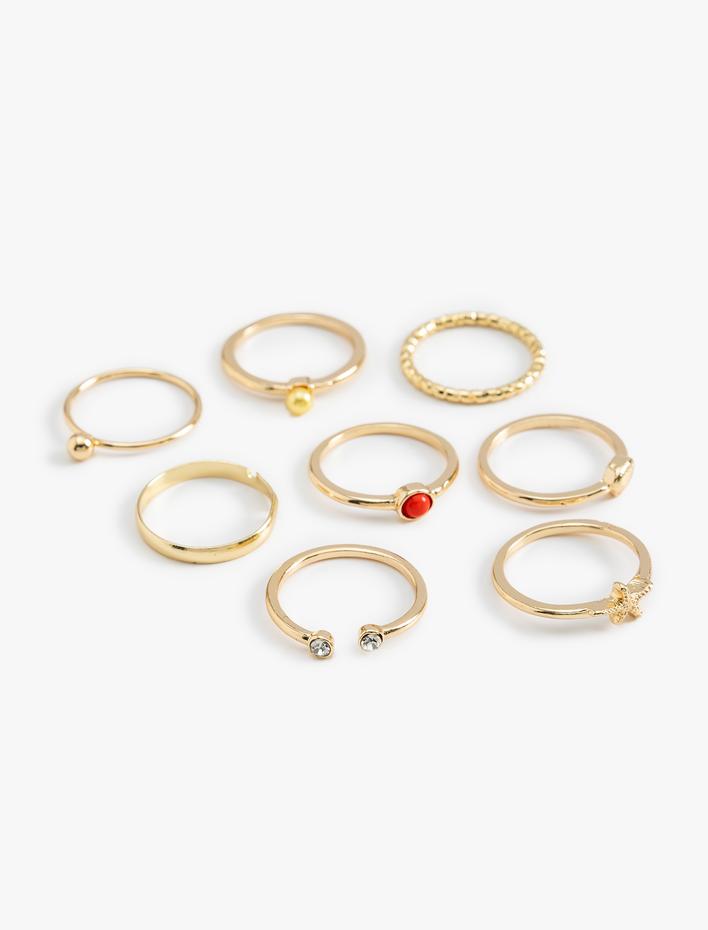 Kadın Yüzük Seti 8'li Çelik Karışımlı