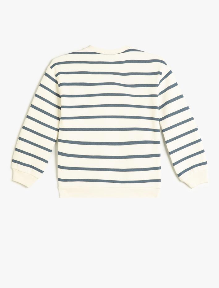 Kız Çocuk Sweatshirt Uzun Kollu Bisiklet Yaka Aplike Detaylı Şardonlu