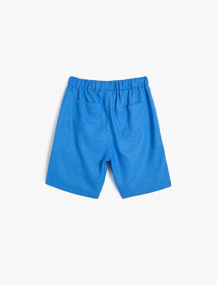 Erkek Çocuk Basic Keten Şort Beli Bağlamalı Cepli