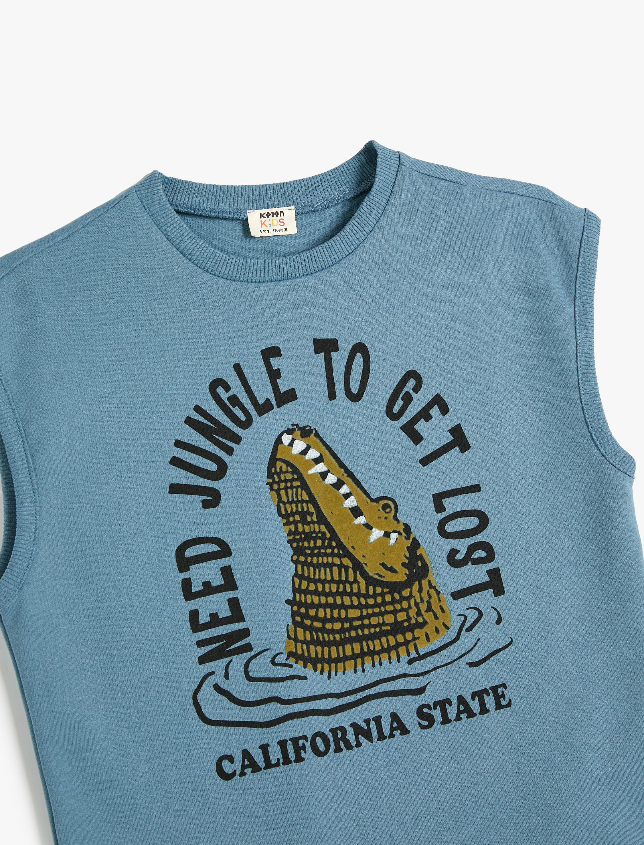 Erkek Çocuk Atlet Timsah Baskılı Bisiklet Yaka Kolsuz