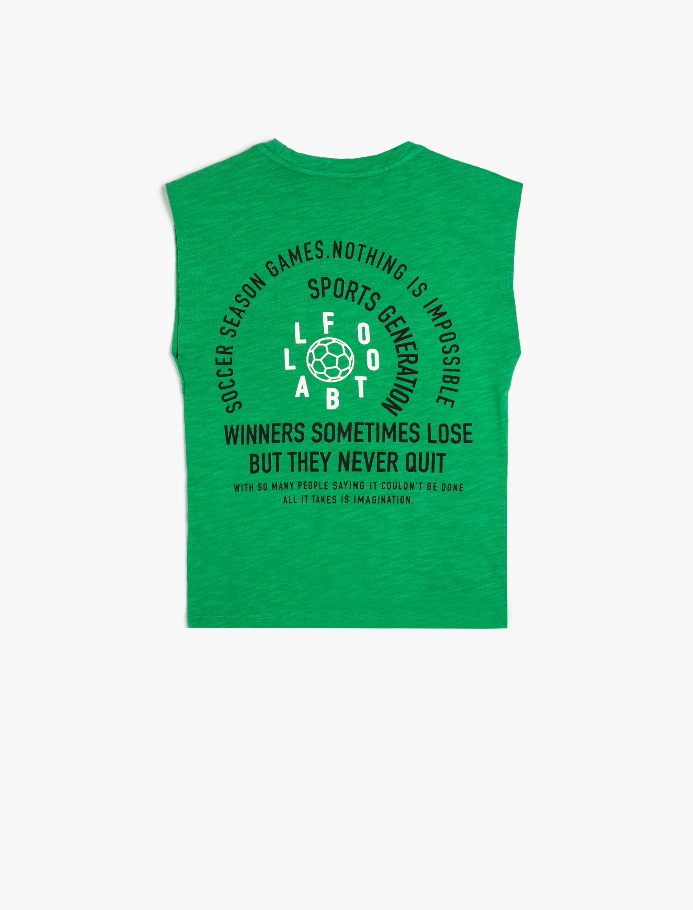  Erkek Çocuk Basic Atlet Futbol Temalı Baskı Detaylı Bisiklet Yaka Renk Bloklu