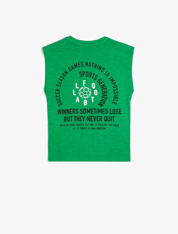 Erkek Çocuk Basic Atlet Futbol Temalı Baskı Detaylı Bisiklet Yaka Renk Bloklu