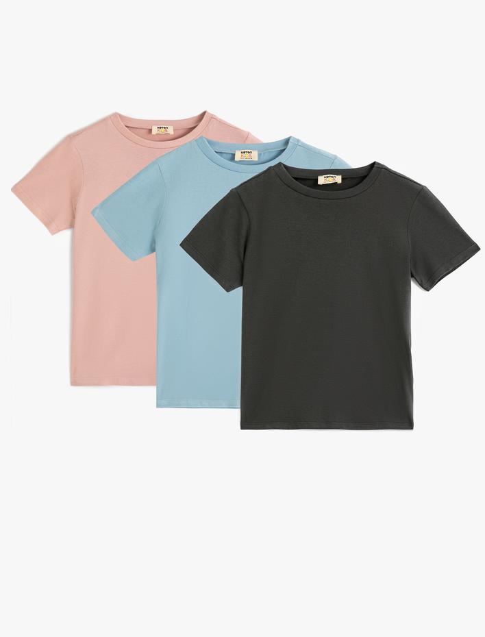Erkek Çocuk 3'lü Basic Tişört Seti Kısa Kollu Çok Renkli