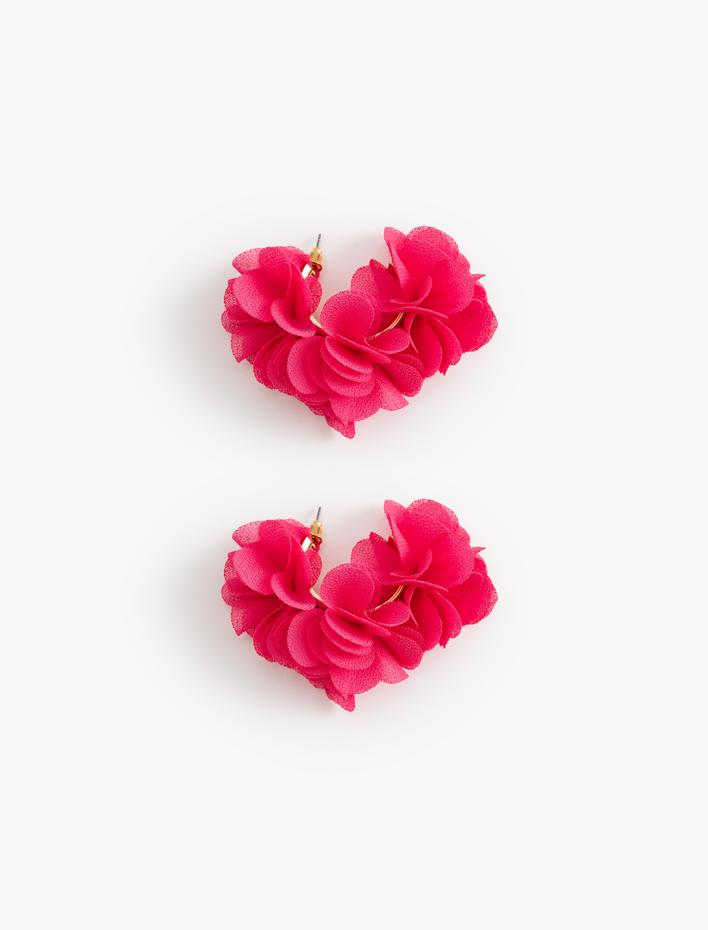 Kadın Çiçekli Halka Küpe Hacimli