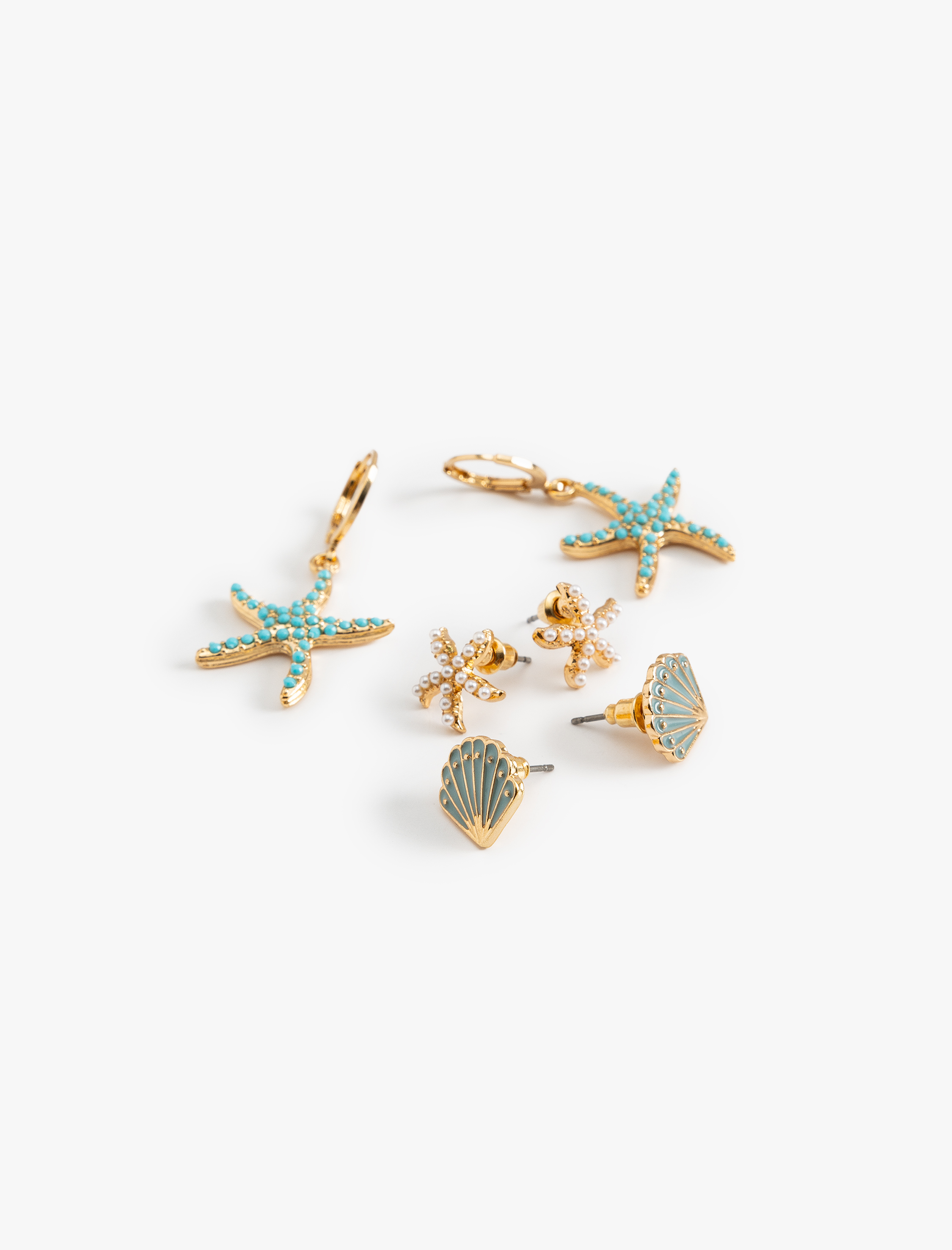  Kadın Deniz Kabuğu Küpe Seti 3'lü