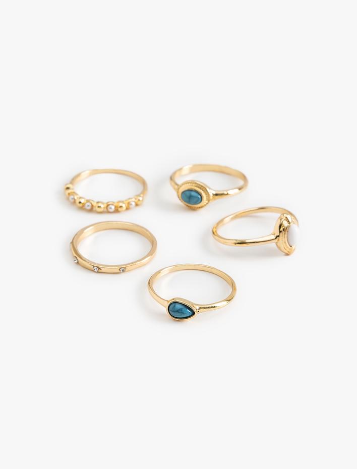 Kadın Yüzük Seti 5'li Taşlı