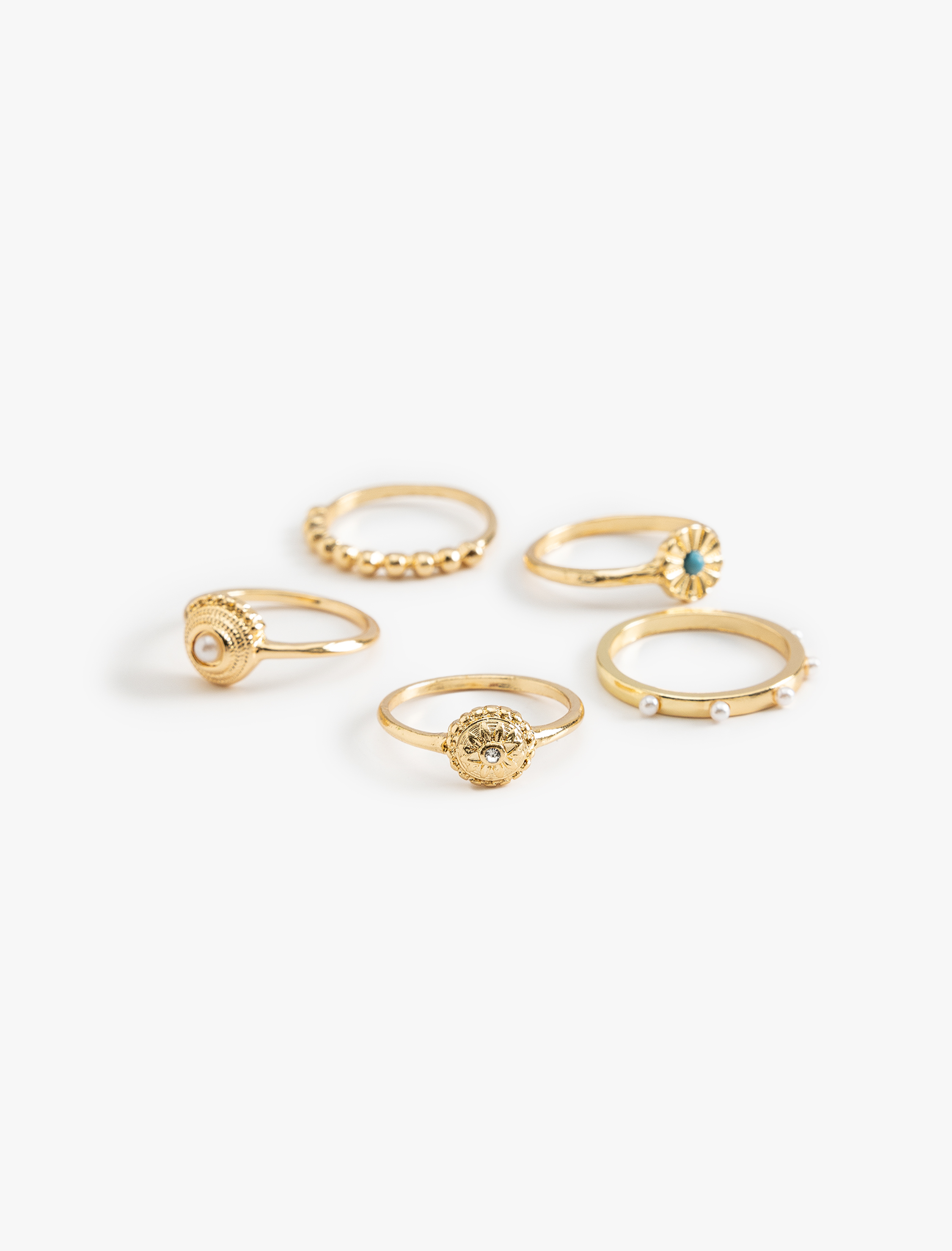  Kadın Taşlı Yüzük Seti 5'li