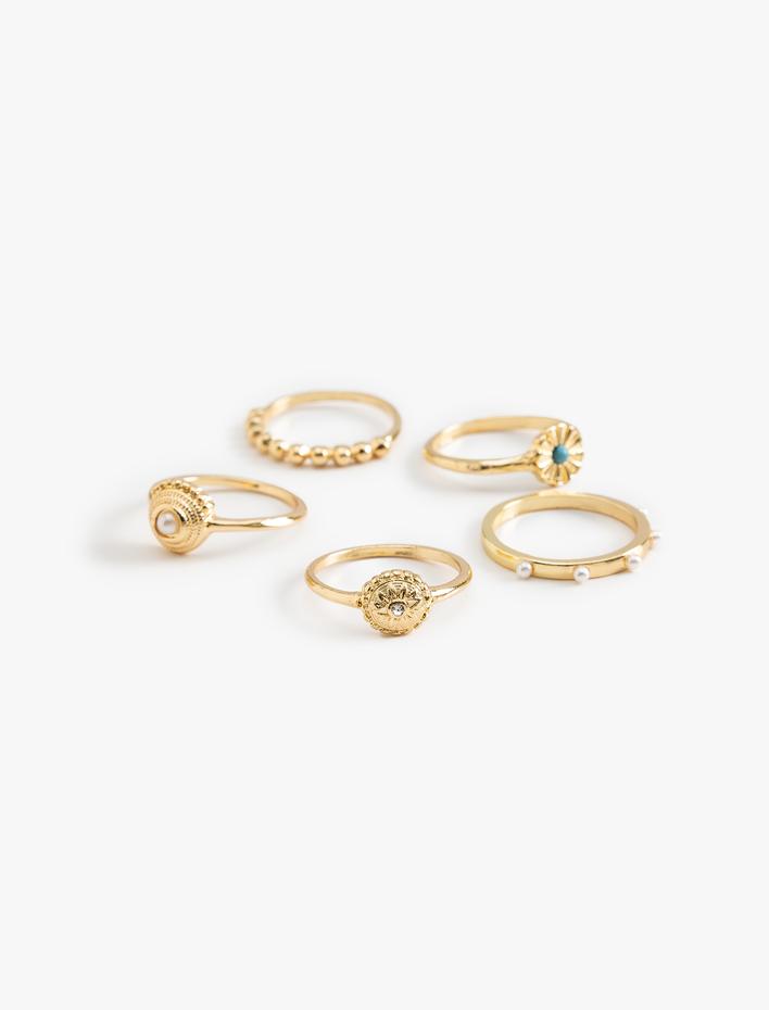 Kadın Taşlı Yüzük Seti 5'li