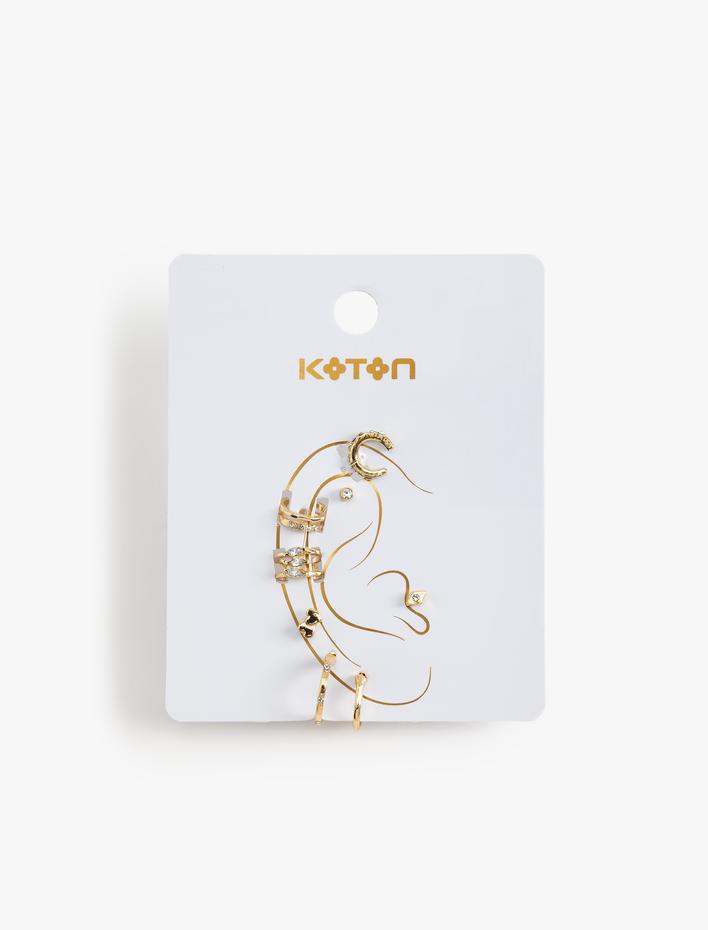 Kadın Kıkırdak Küpe Seti Taşlı